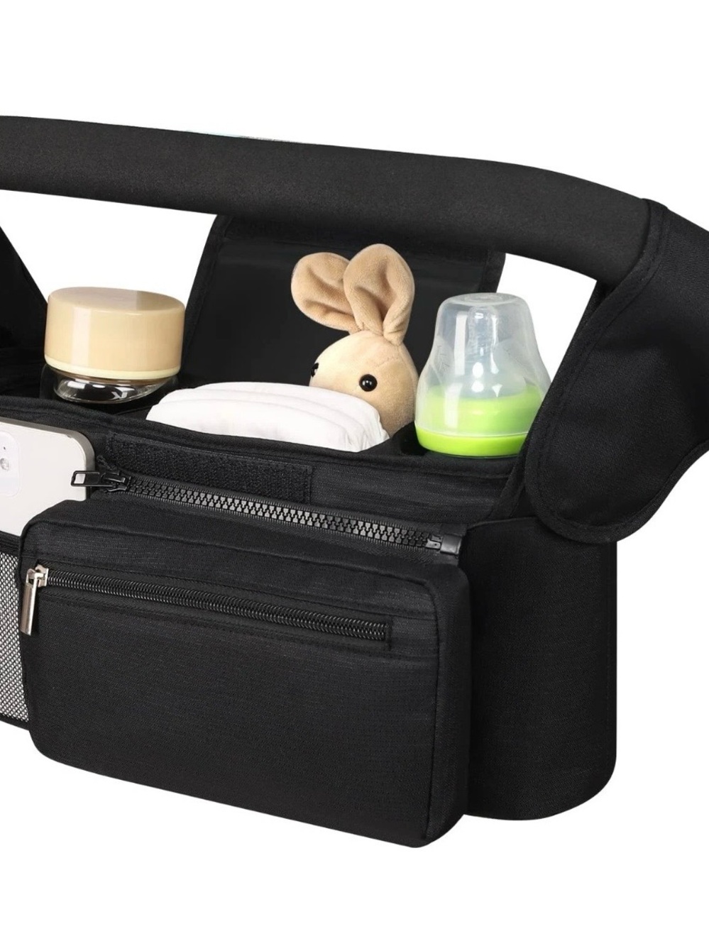 New Universal Baby Stroller Organizer Caddy Bag with Detachable Zippered Pouch